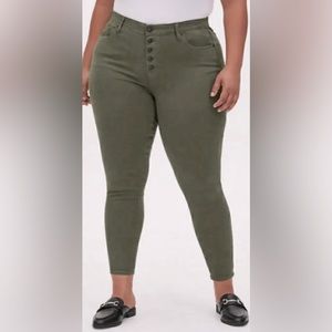 Torrid Sky High Skinny Jean Super Soft Olive Green 18